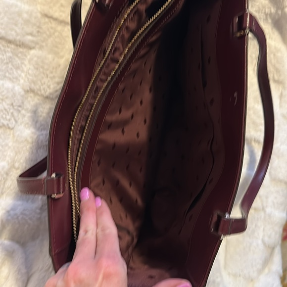 Kate Spade Staci Laptop Shoulder Tote Purse Burgundy with Matching Wallet - Picture 6 of 9